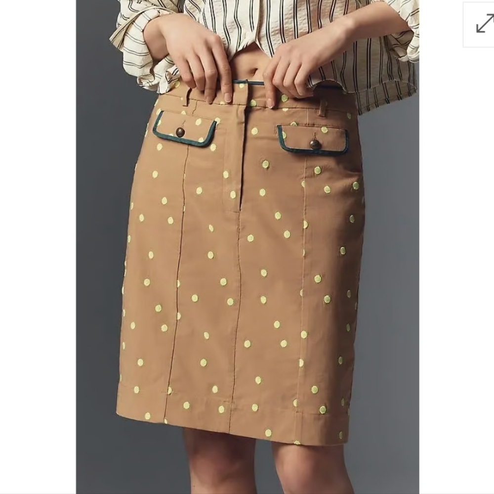 New Anthropologie Maeve Embroidered Pencil Skirt Size XS